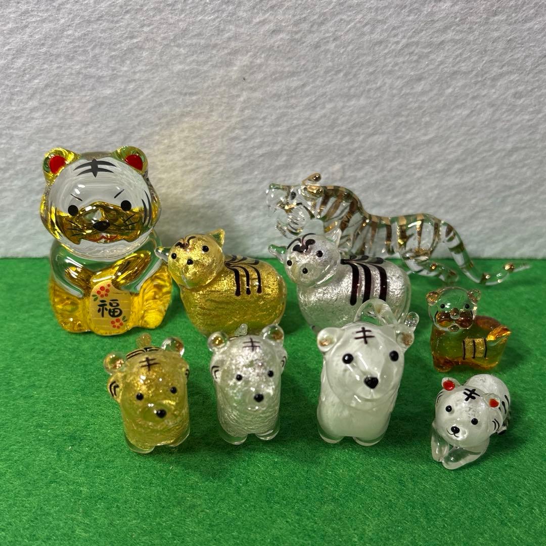 干支　寅　ガラス細工　ミニチュア ミニチュア ガラス細工 干支 正月 飾り グラススクエア 十二支シリーズ