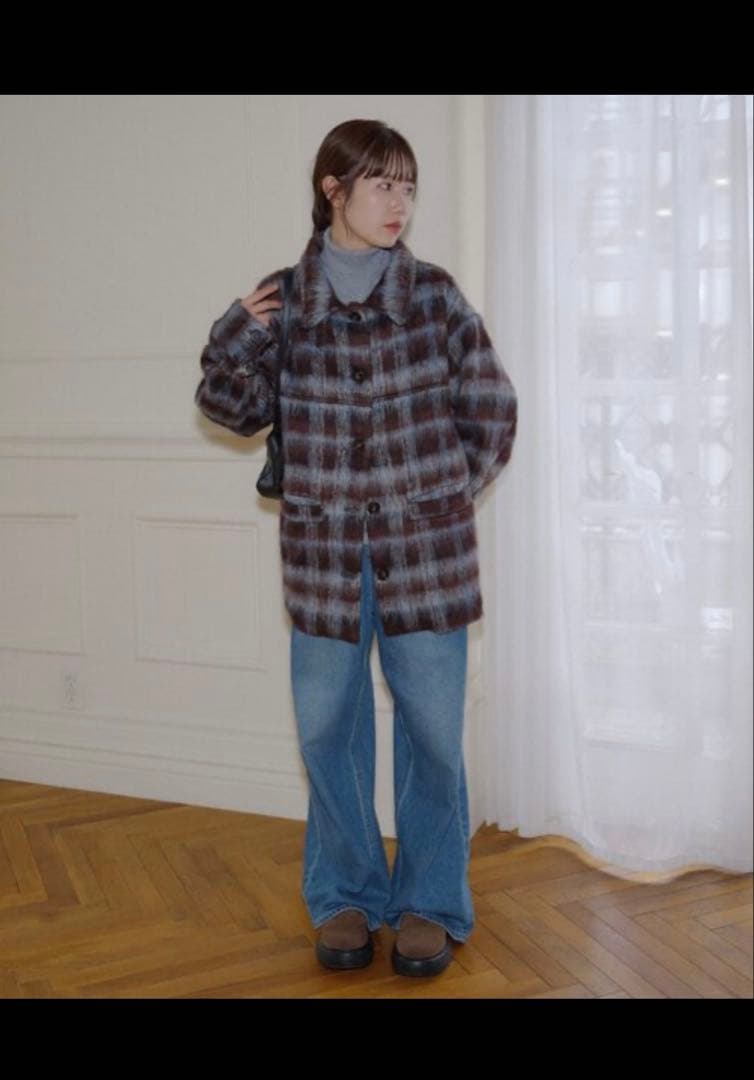 DISCOAT 販売 【umm./特別感ある一着】チェックシャギーコート