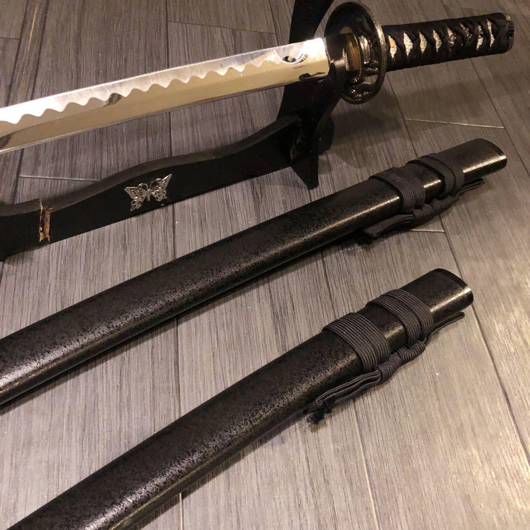 高級模造刀　居合刀　 美術刀剣　太刀　脇差　大小セット　黒拵え