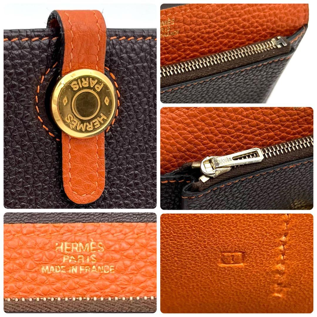 ✴︎極美品✴︎HERMES エルメス ドゴン コンパクト バイカラー ブラウン