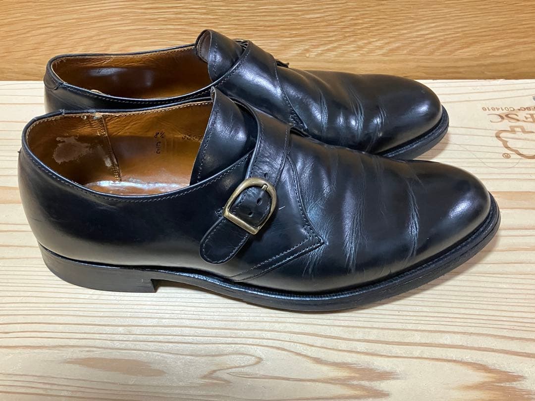 aldenオールデンモンクストラップ ブラックレザーシューズ81/2