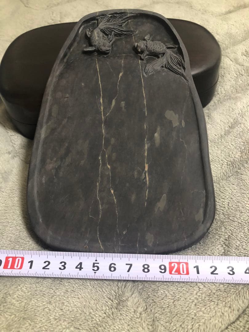 中国美術 書道具 古端溪 端渓硯 老坑 青花 蕉白 金綫