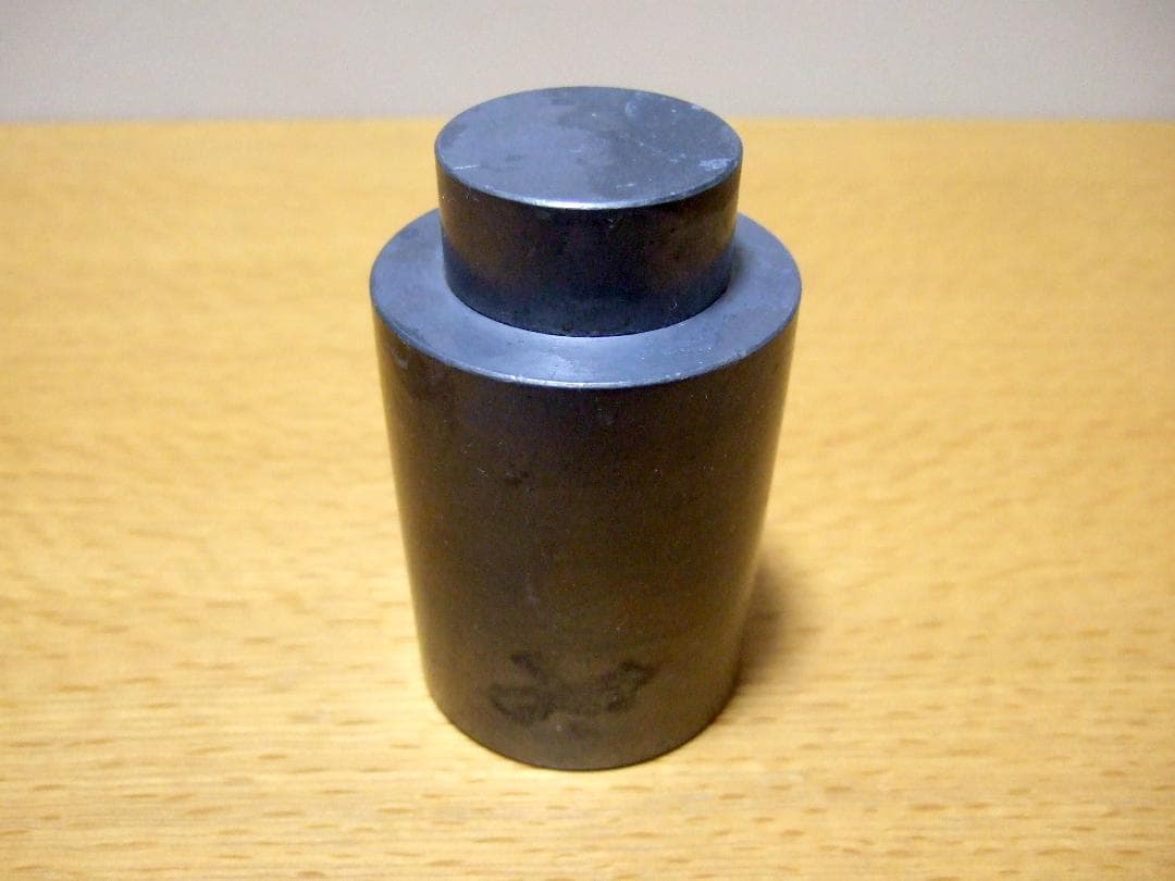 英祥堂造 古錫 錫製 筒型茶入 茶心壺 茶壺 約269g / 煎茶道具 茶器