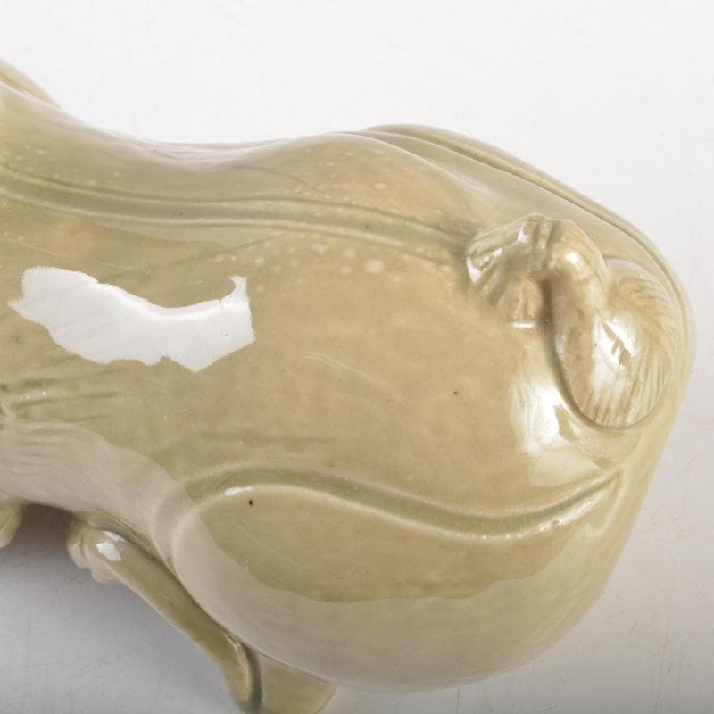 中国 倣越州窯青磁 羊形 火灯 燭台 証書付 C 6515