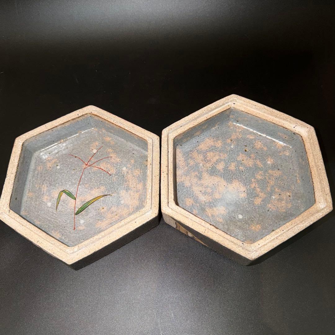 J*n様 伊藤東彦 布目大豆文陶筥 共箱 六角形