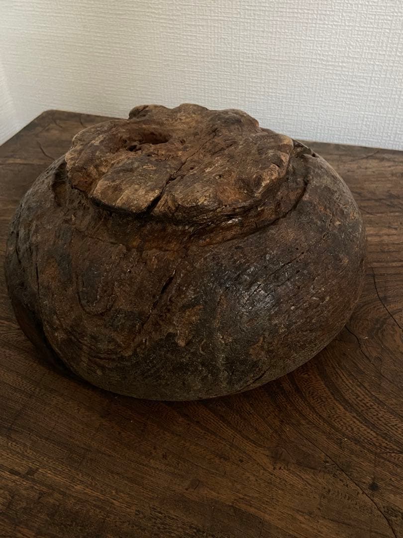 1930年代 古道具坂田 購入 アフリカ チーク削り出しハンドメイドボウル