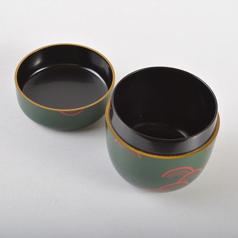 茶道具　中谷秀斉作　青海波　青漆石地塗　大棗　共箱　V　6553