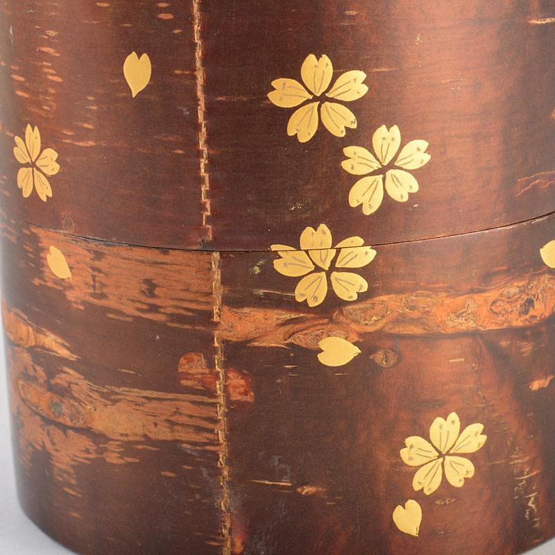 茶道具　中出松峰作　桜蒔絵　桜皮中次　棗　共箱　V　6604