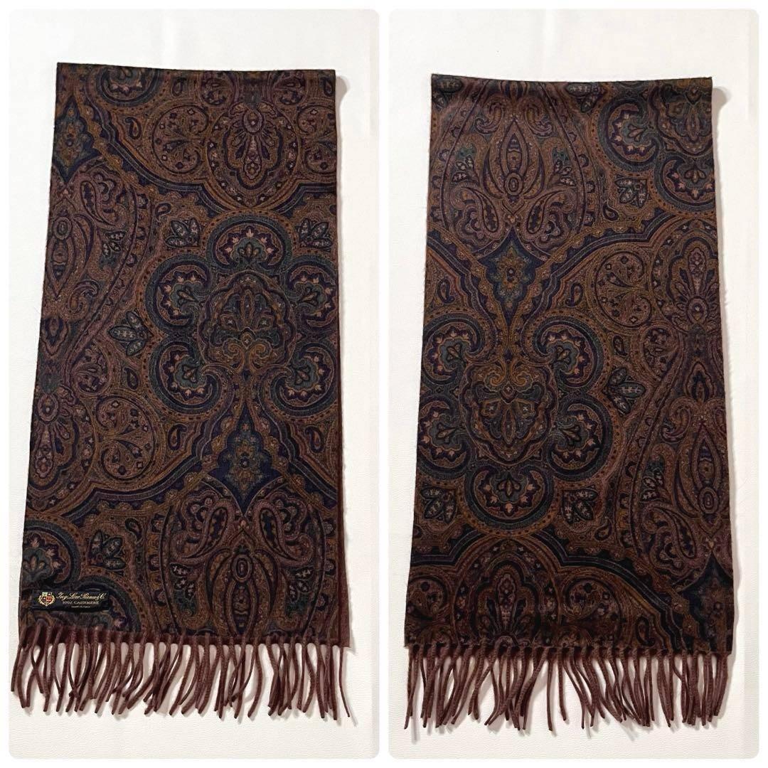 未使用級】ロロピアーナ カシミヤ100% マフラー ペイズリー柄 2WAY