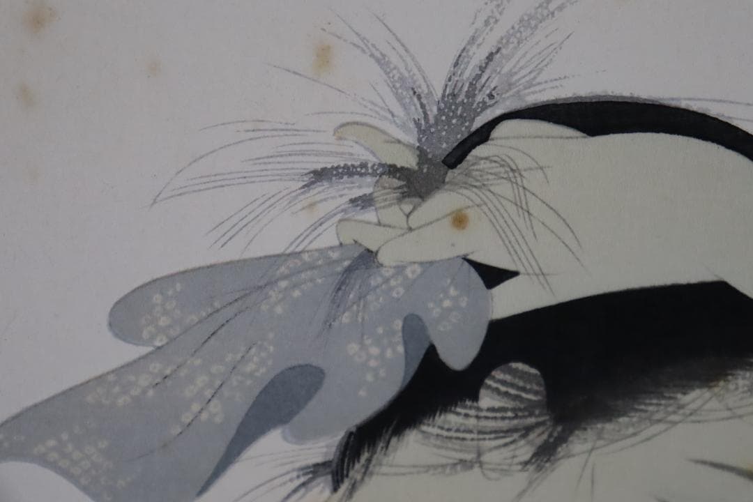 真作保証 中島潔 「ゆらめき」 木版画 直筆サイン有 儚げな女性画