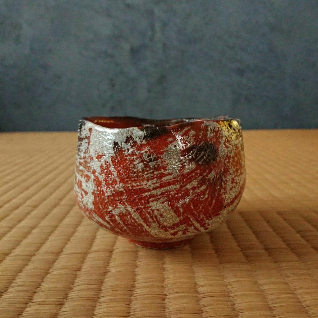 赤楽刷毛目茶碗 小服茶碗 茶箱 茶籠 新品未使用