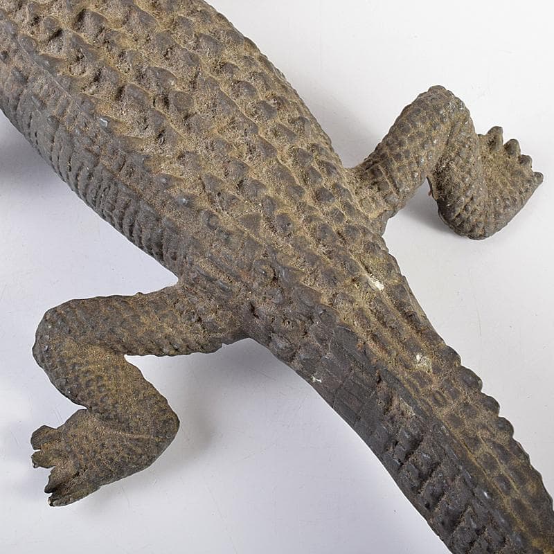 ヤマ 　時代金工　古銅　鰐　ワニ　置物　約845g　V　R7680