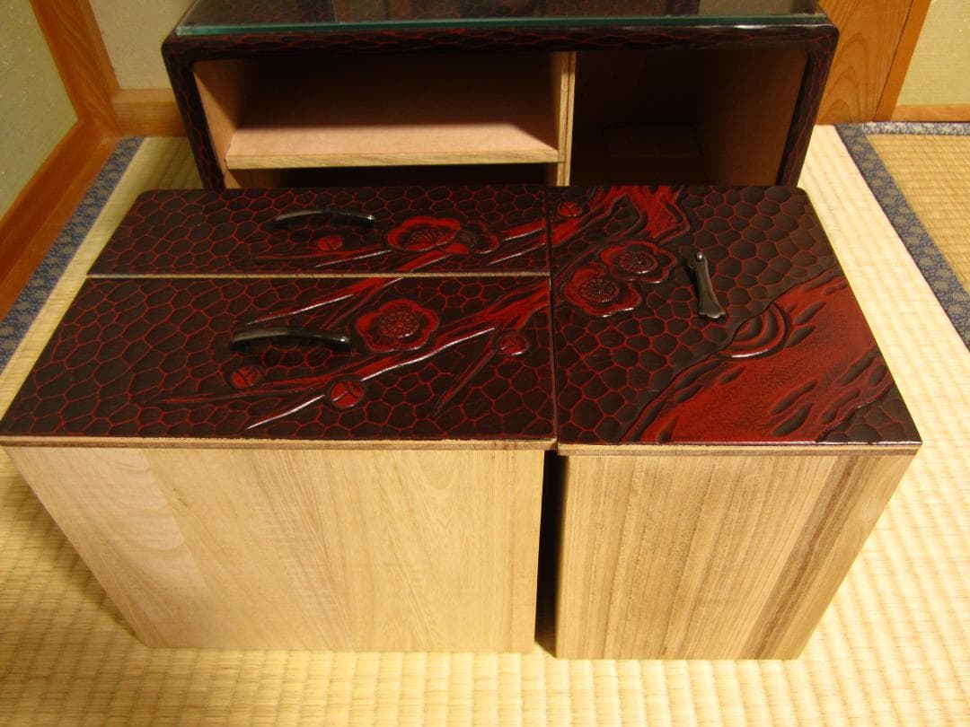 極美品◇伝統工芸◇鎌倉彫◇鏡台/姿見「梅の図」桐の