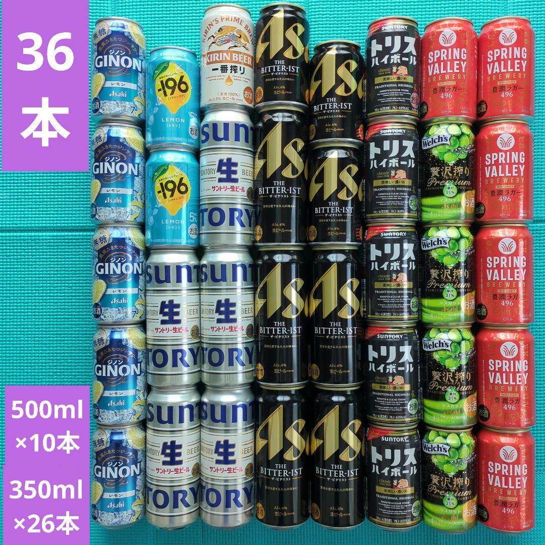 お酒まとめ売り 36本 500×10、350×26 ビール 酎ハイ ハイ