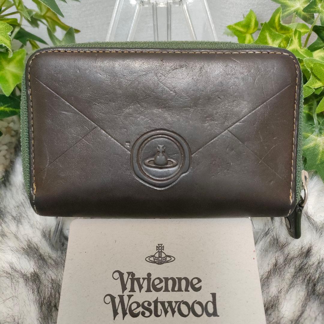 VivienneWestwood 小銭入れ エンベロープ ブラウン レザー 切手