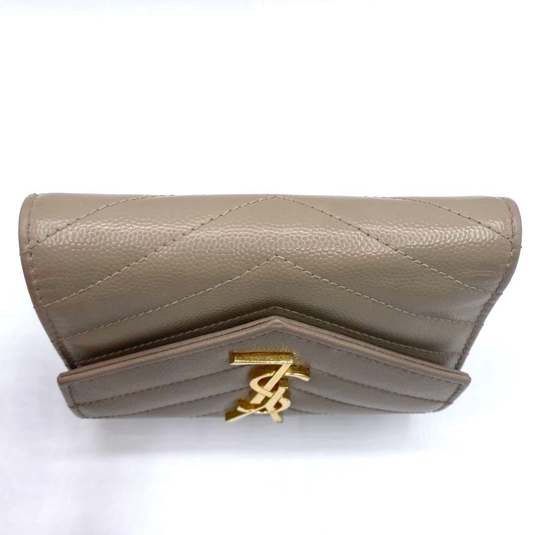 箱付き⭐サンローランパリ 三つ折り財布 キルティング YSL カサンドラ