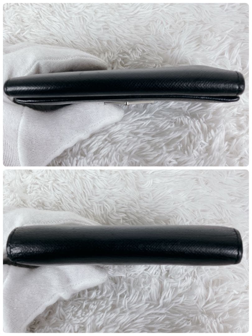 プラダ 折り財布 サフィアーノレザー 三角ロゴ 三角プレート 黒