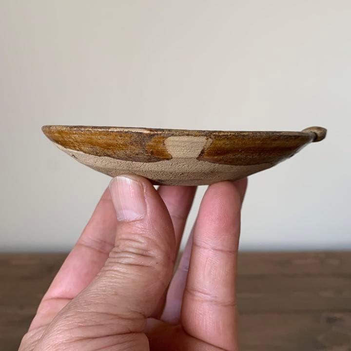 美濃 飴釉 平盃 小皿 No.1 古道具 古美術 アンティーク 美濃古窯