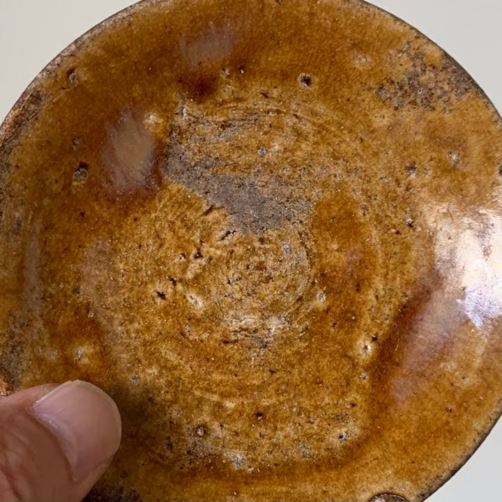 美濃 飴釉 平盃 小皿 No.1 古道具 古美術 アンティーク 美濃古窯
