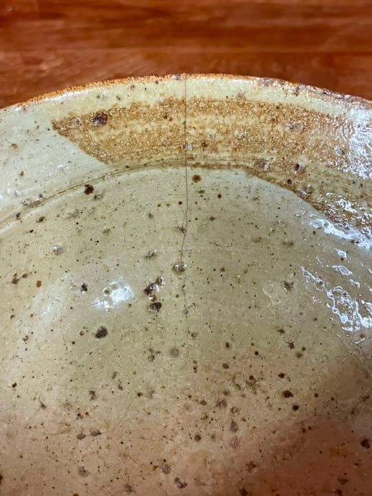 古出雲茶碗 銘:慶雲 裏千家十五代鵬雲斎書付 箱 古楽山 ニュウあり,高台小欠け