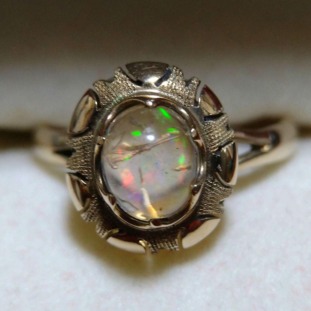 ゆ*う様 ヴィンテージリング　昭和レトロ　千本透かし　14K オパール？