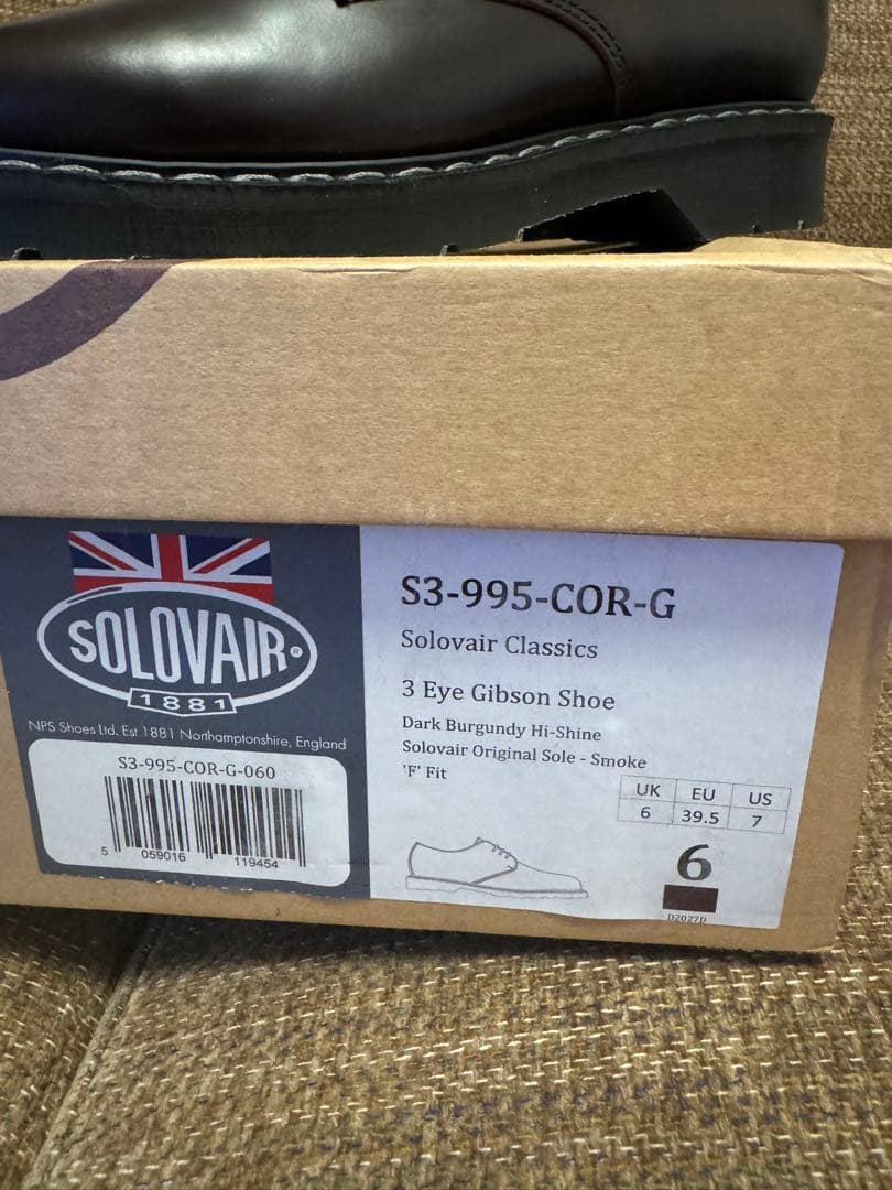 靴 Solovair 3 Eye Gibson Shoe 25cm us7