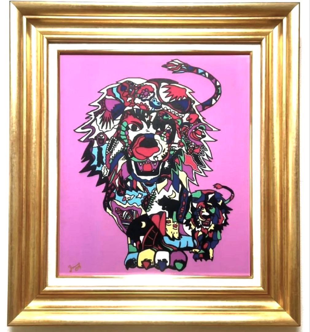 SALE【F10号】ジミー大西 （人気のライオン）大型作品/手描き/表裏サイン有 SALE【F10号】ジミー大西 （人気のライオン）大型作品/手描き/表裏サイン有