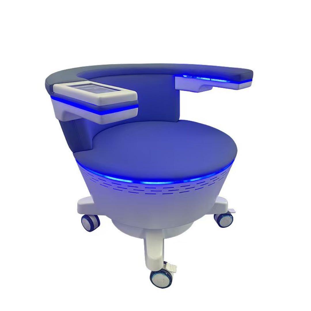 ブルー、水色、骨盤底筋 トレ一ニングチェア EMS 電磁パルス 椅子