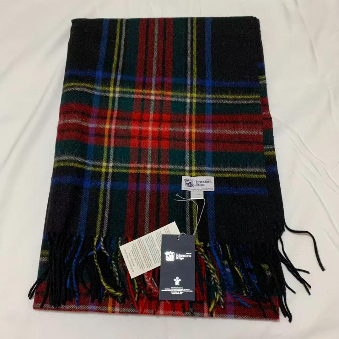 ジョンストンズ カシミア 大判ストール マフラー ブラックスチュワート