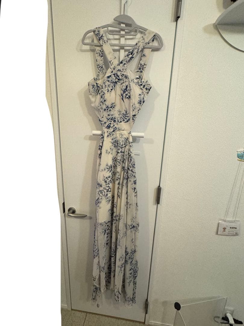 【RANS】ロング/ドレス/フレア/ホワイト/ブルーKN0575WHPTｒ