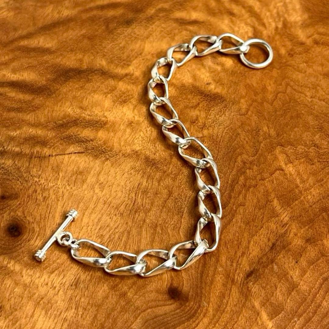 USヴィンテージ シルバー ウェーブリンク ブレスレット 925