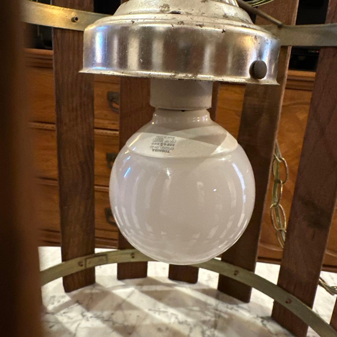 ヴィンテージ ミッドセンチュリー シーリングランプ ウッド 真鍮コンビ