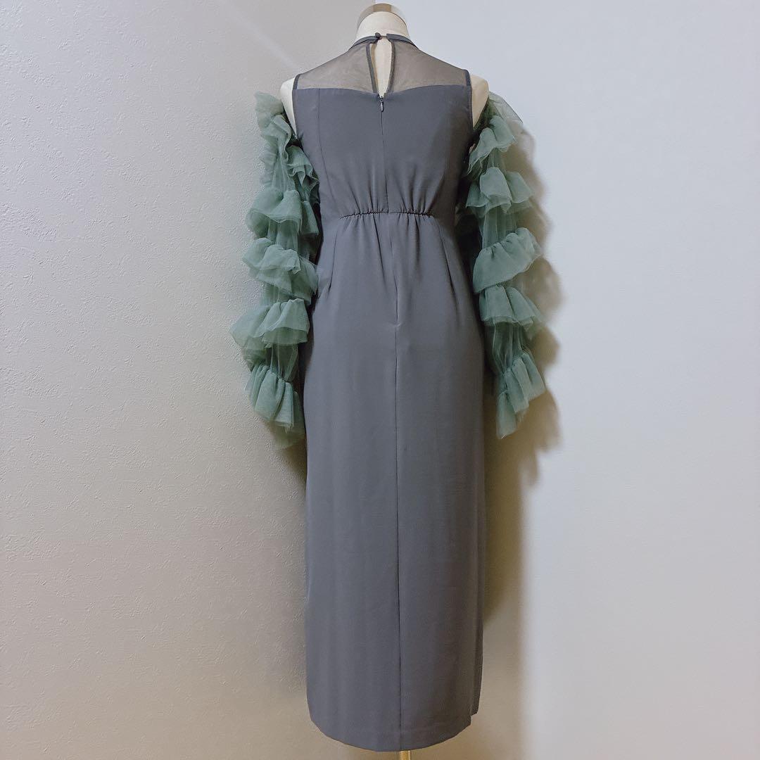 アンドレスド グレー×グリーン detached sleeve dress