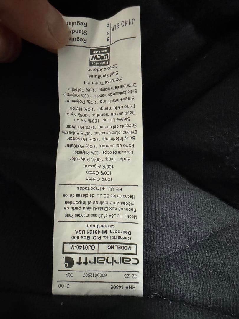 US企画　Carhartt アクティブジャケットSサイズ　ブラック　USA製