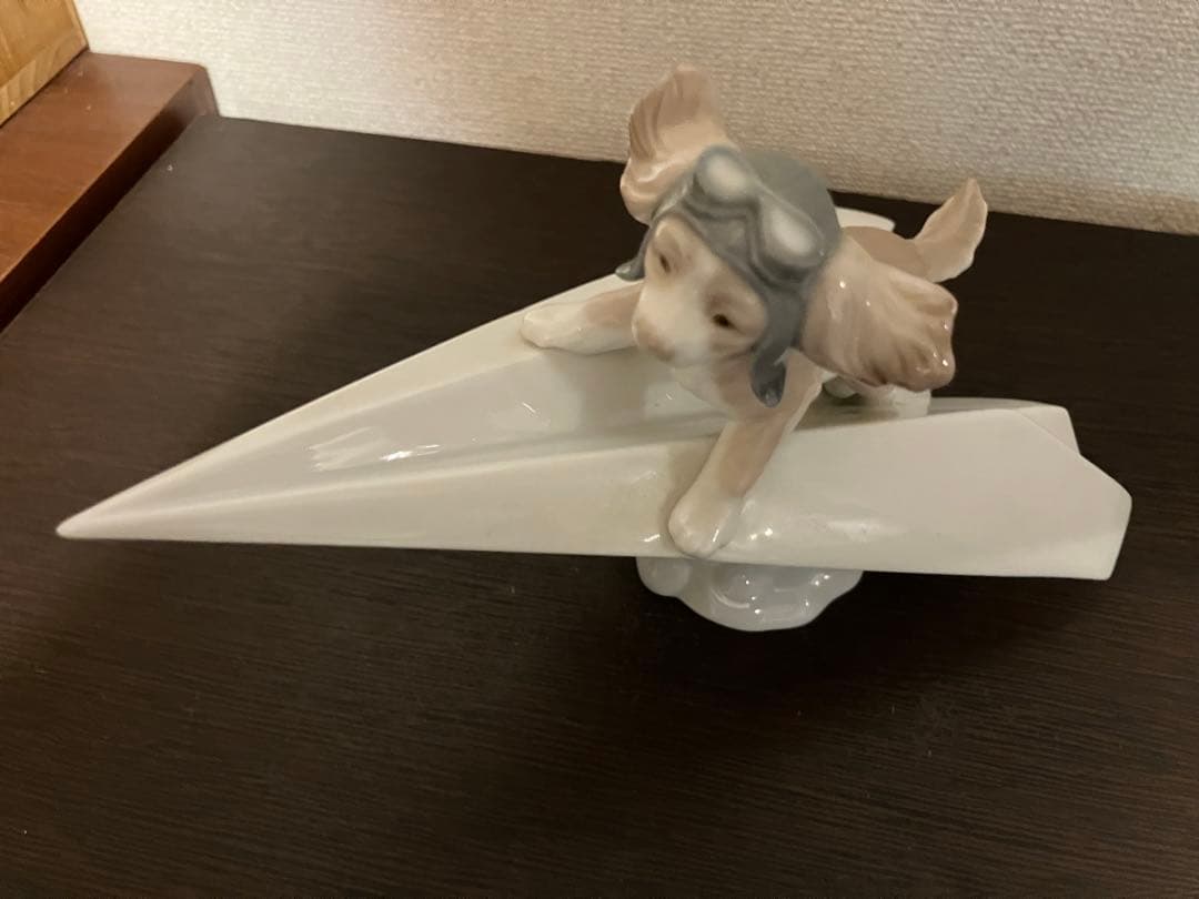 LIADRO リアドロ 犬と紙飛行機 可愛いパイロット 美術品・アンティーク