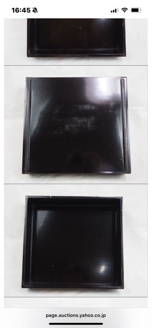 送料無料　旧家蔵出　江戸時代　螺鈿蒔絵山水楼閣文4重箱　合箱