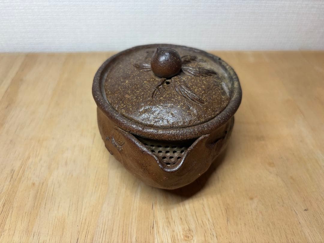 ㊽備前焼 宝瓶 登り窯 桃 もも モモ 手びねり 急須
