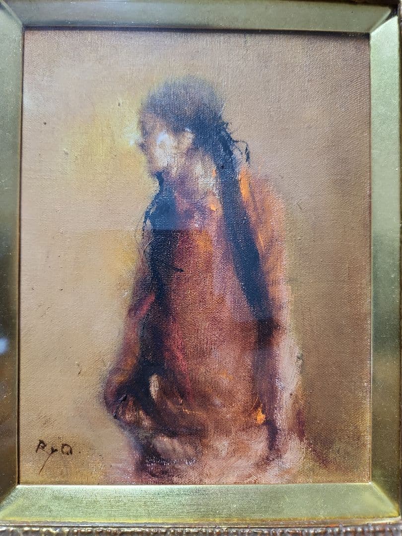 平野遼「少女」油彩０号　真作