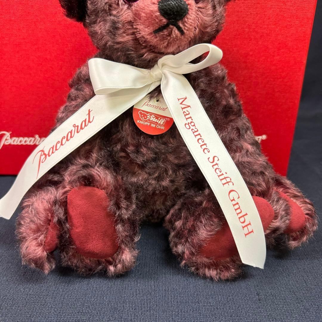 138-25 シュタイフ バカラ コラボ ペンダント付 テディベア ボルドー