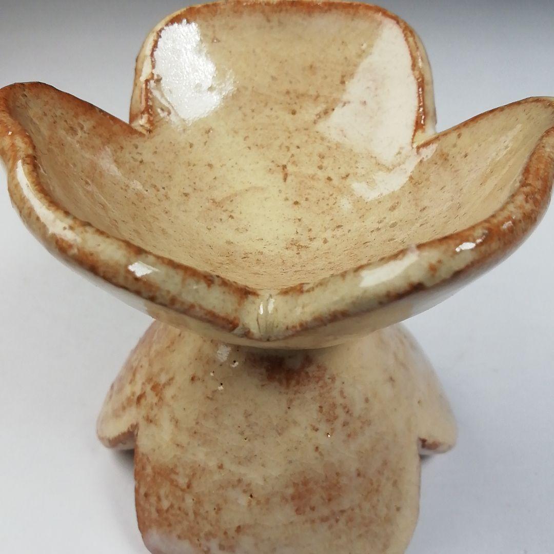 T750 蓋置 『萩焼』『三つ葉蓋置』『田原陶兵衛』 共箱 茶道具