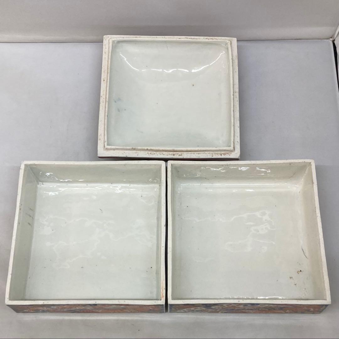B330s 伊万里焼錦扇面図 二段重箱 食器 江戸・明治時代 有田焼