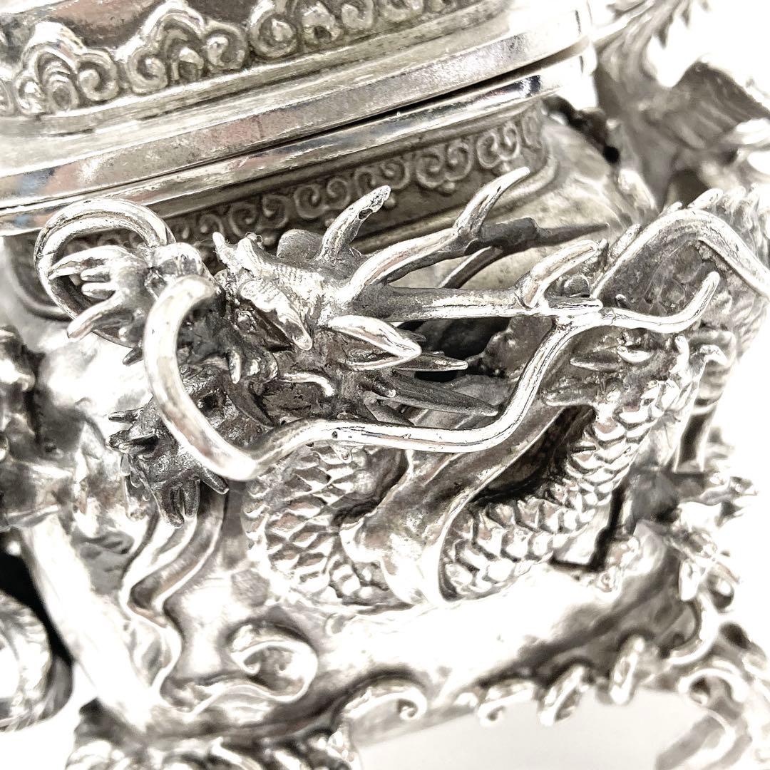 伝統工芸 高岡銅器 洋銀 香炉 龍摘 双鳳凰耳 蝋型鋳物原型師