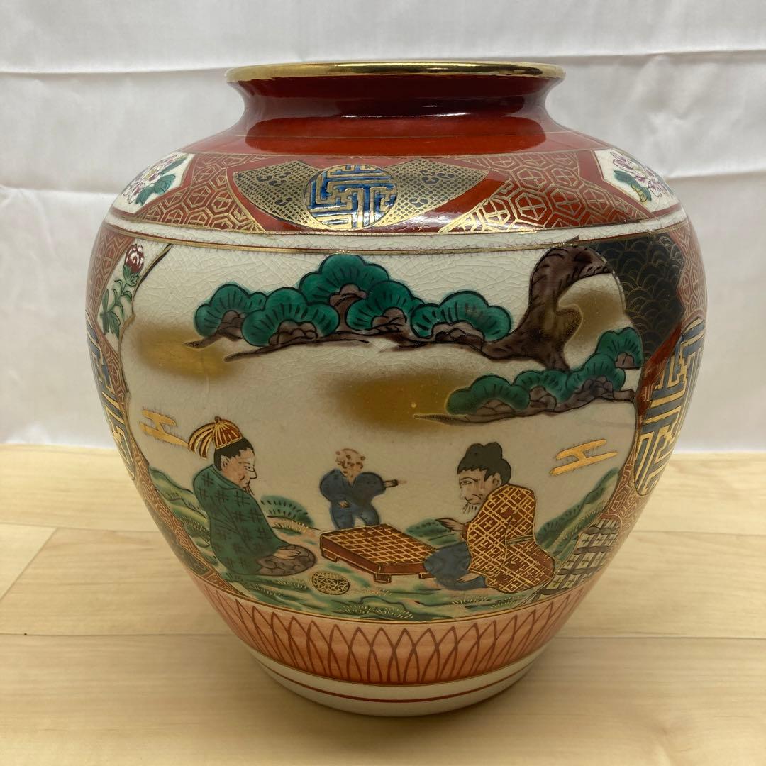 薩摩焼 特大三足香炉】金爛手 花詰図 金獅子 陶磁器 美術品 香炉 逸品