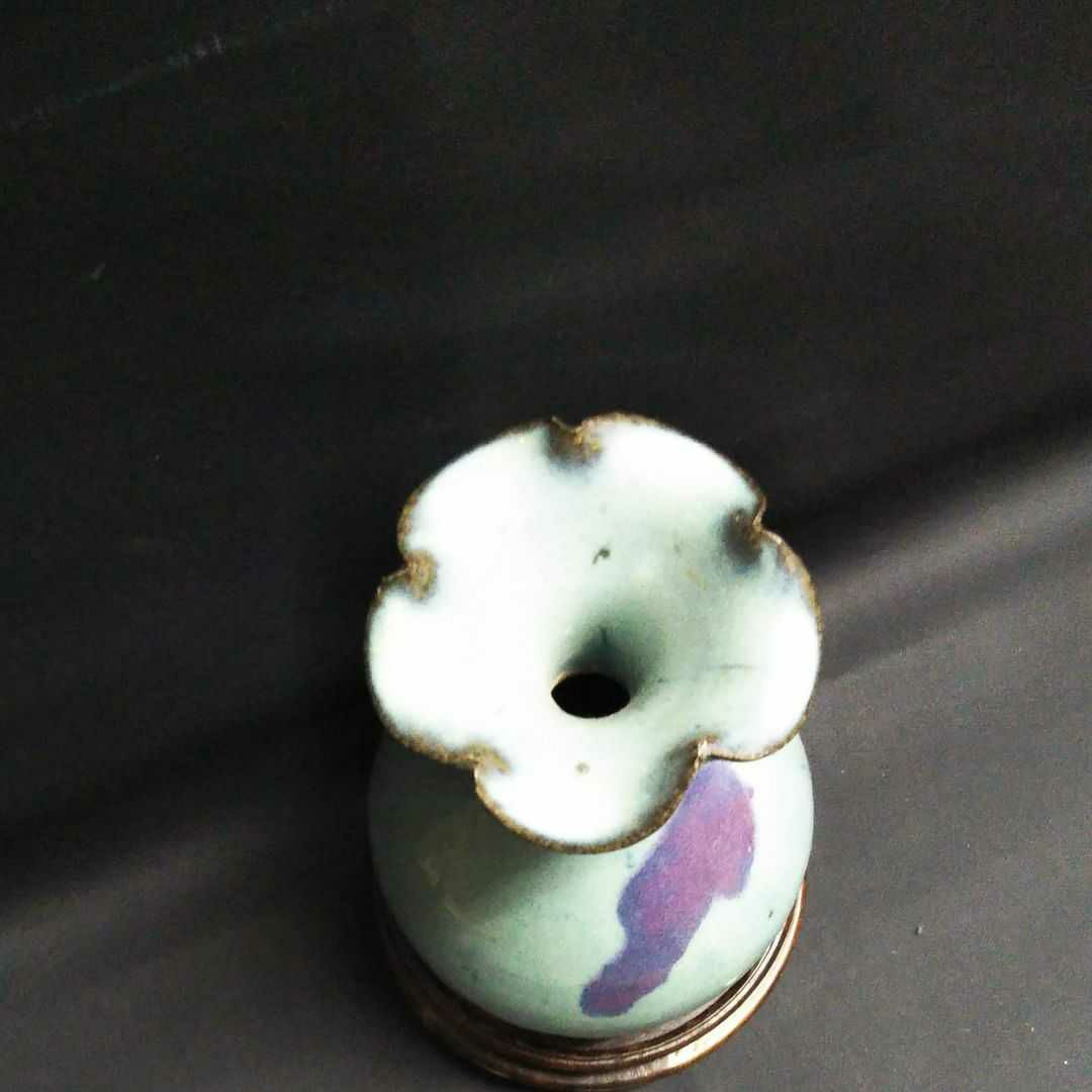 中国古美術/鈞窯天藍釉紫斑百合口玉壺/