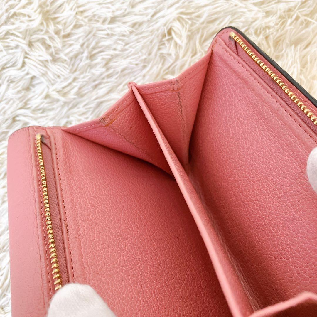 箱付✨ミュウミュウ 三つ折り財布 マドラス　レザー　ピンク系