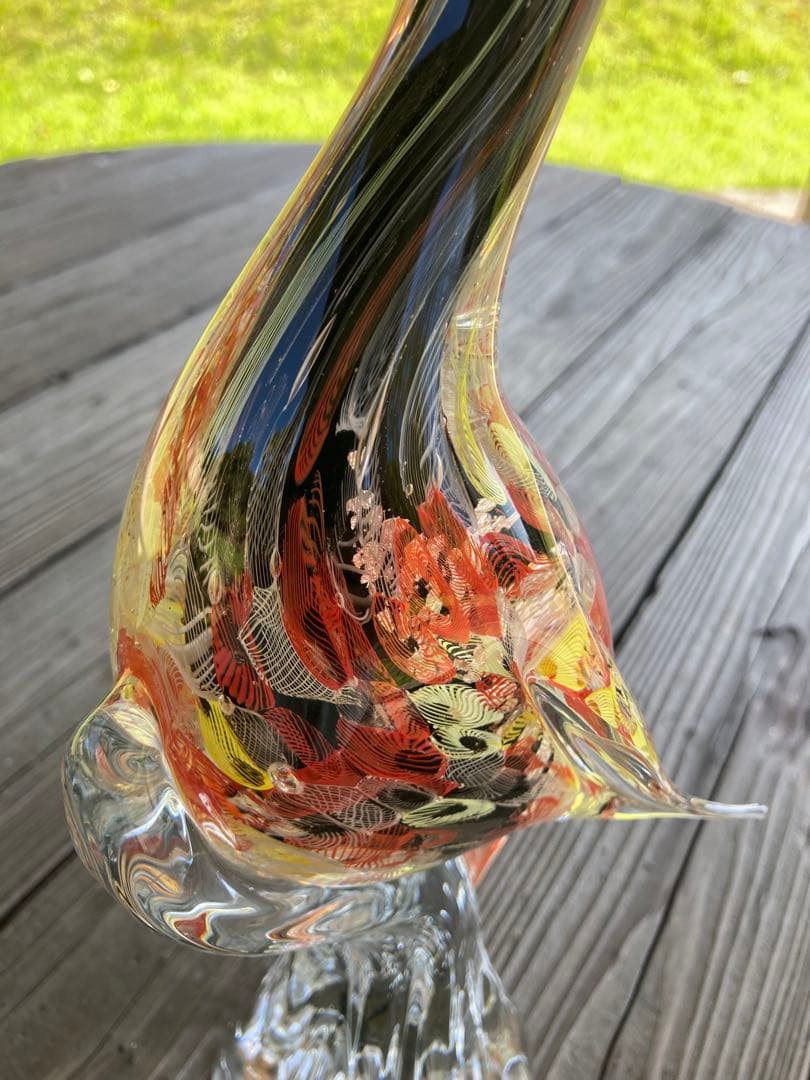 幸運】ガラスアンティーク 孔雀 彫刻 インテリア