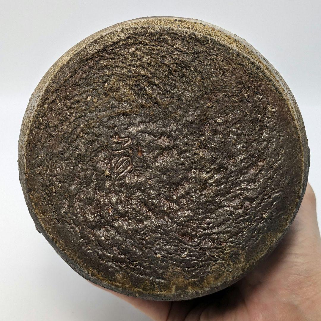 備州窯 備前焼 灰被り窯変耳付花入 共箱栞 花器 フラワーベース 花瓶 華道具