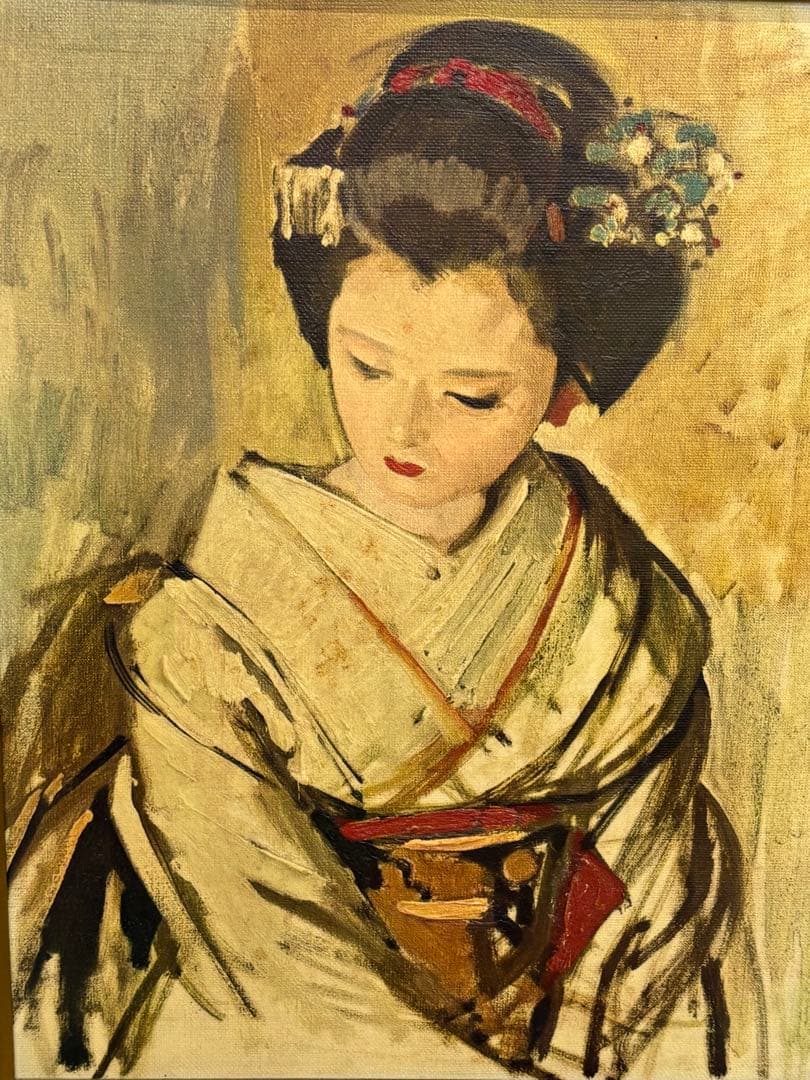 小磯良平　舞妓　F6 現代日本洋画壇　アンティークコレクション　自宅保管