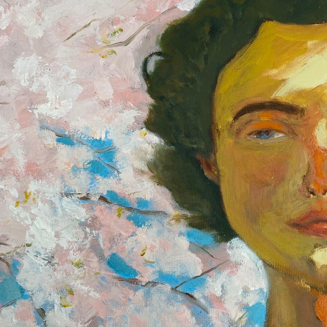 桜の女 P8 油彩画 人物画 絵画