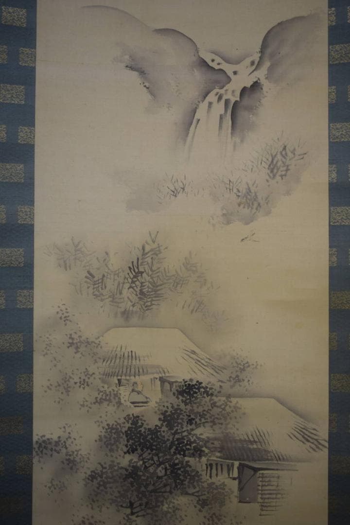 真作/塩川文麟/山水人物図/布袋屋掛軸HE-813